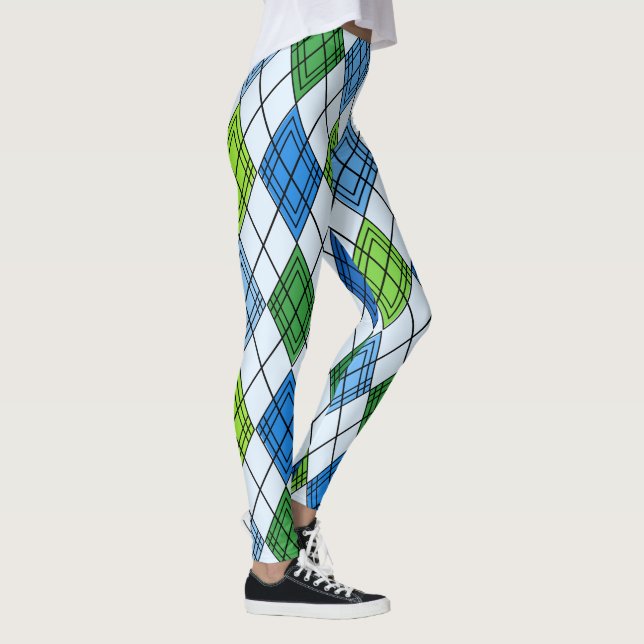 Art Deco Rain Argyle  Leggings (Right)