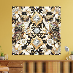 Art Deco Rainbow Owls Canvas Print