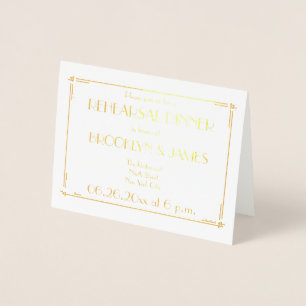 Art Deco Real Gold Foil Wedding Rehearsal Invites