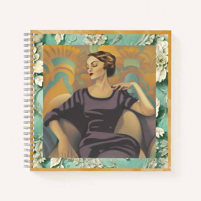 Art Deco Reclining Woman Artwork Notebook (Front)