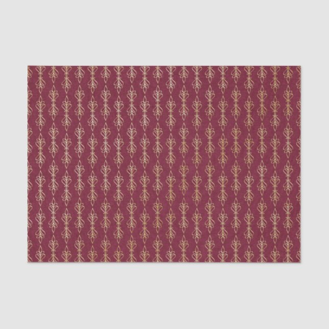 Art deco red and gold pattern tissue paper (Front)