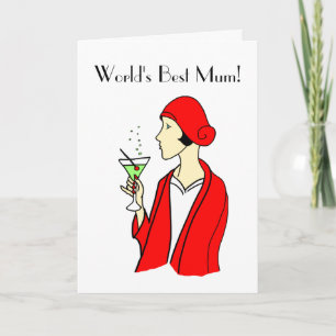 Art Deco Red Hat Mother's Day Card
