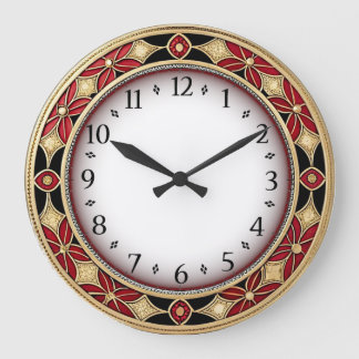 Art Deco Red Large Clock