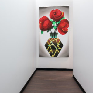 Art Deco Red Roses In Vase Abstract Art Canvas Print