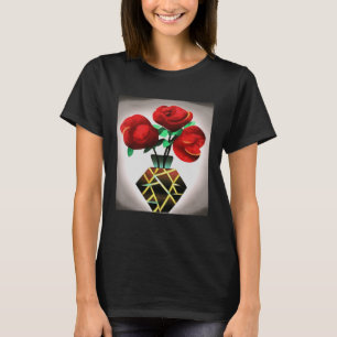 Art Deco Red Roses In Vase Abstract Art Pullover H