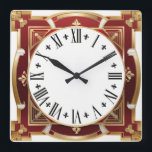 Art Deco Red Square Wall Clock<br><div class="desc">Great clock design. You will love it like others. Be free to use this design for other product you like or to customise and add your text. Follow me for more. Thank you. Have a nice day.</div>