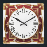 Art Deco Red Square Wall Clock<br><div class="desc">Great clock design. You will love it like others. Be free to use this design for other product you like or to customise and add your text. Follow me for more. Thank you. Have a nice day.</div>