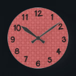 Art Deco Red Squares Round Clock<br><div class="desc">This wall clock has an Art Deco design of squares made from art deco corners put together on a brick background.</div>