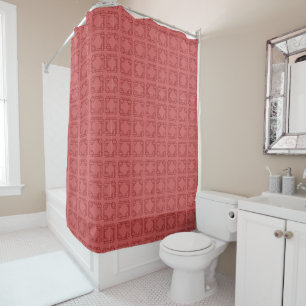 Art Deco Red Squares Shower Curtain
