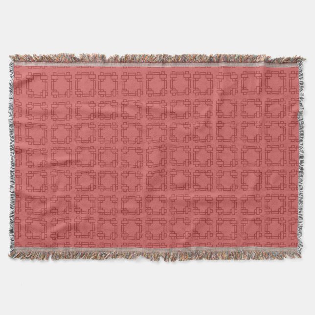 Art Deco Red Squares Throw Blanket (Front)