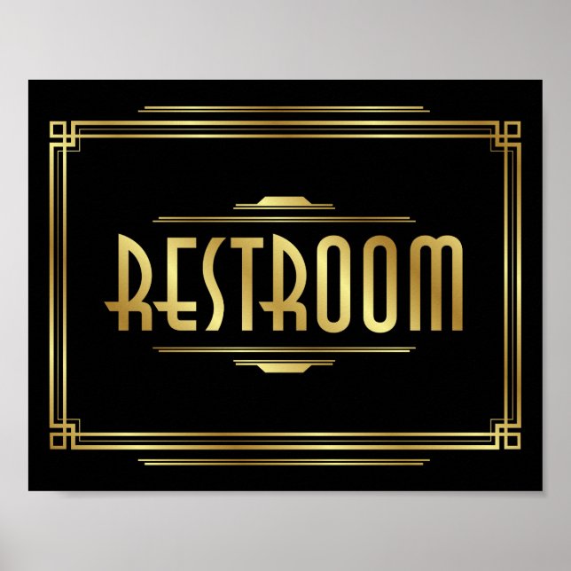 Art Deco RESTROOM Sign Print (Front)
