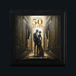 Art Deco Retro Black & Gold Wedding Anniversary Gift Box<br><div class="desc">Step back in time with our Art Deco Retro Black & Gold Wedding Anniversary gift box,  radiating timeless elegance. #ArtDeco #Retro #BlackGold #WeddingAnniversary

The text is fully customisable,  allowing you to adjust it for any year. This is another 100% original Snuggle Hmaster Deisgns.</div>