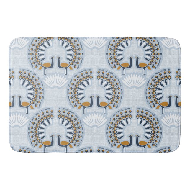 Art Deco retro Peacock Bath Mat (Front)