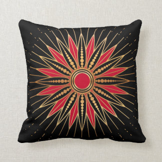 Art Deco Retro Star (red-gold-black) Cushion