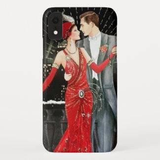 art deco retro vintage Christmas couple party Case-Mate iPhone Case