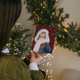 Art Deco retro vintage Christmas lady Card