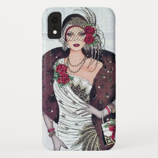 art deco retro vintage Christmas lady Case-Mate iPhone Case