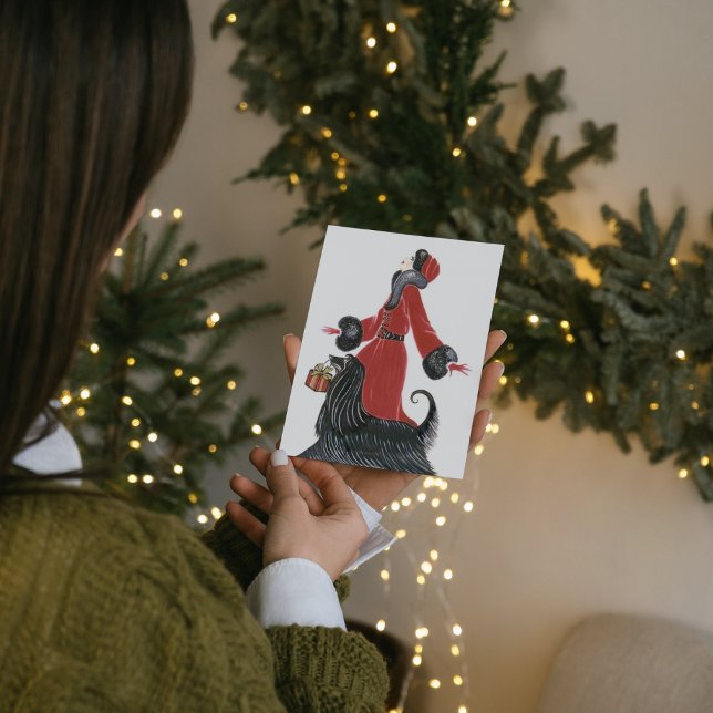 art deco retro vintage Christmas lady Holiday Card (Creator Uploaded)