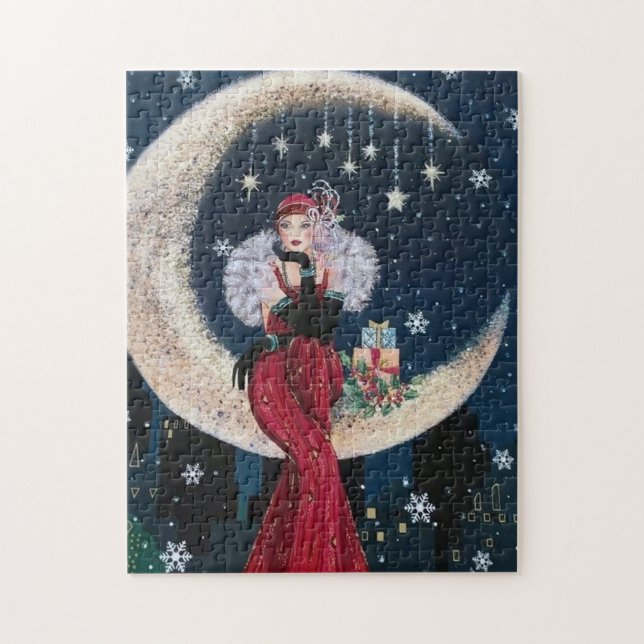 art deco retro vintage Christmas lady Jigsaw Puzzle (Vertical)