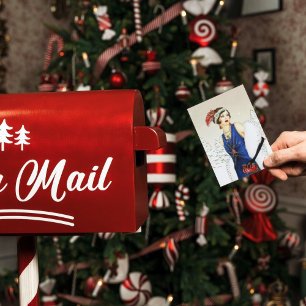Art deco retro vintage lady add message holiday card