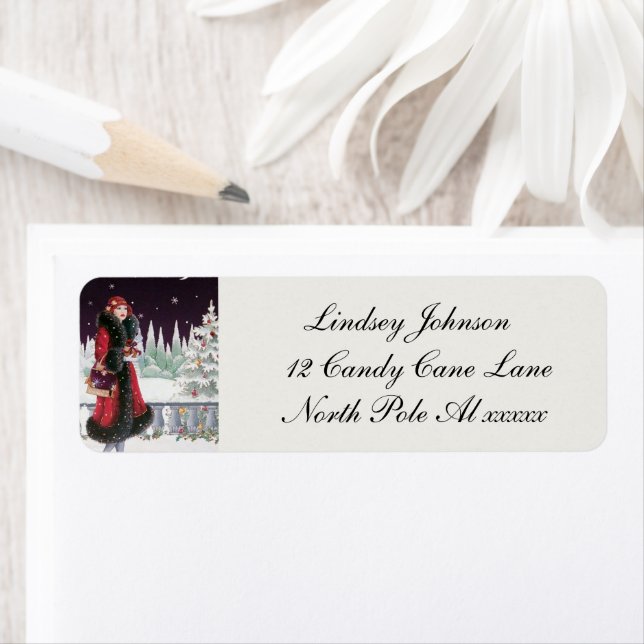 Art Deco Retro vintage lady Label (Insitu)