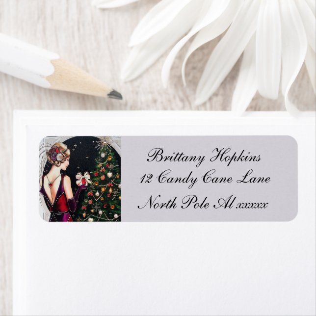Art Deco Retro vintage lady  Label (Insitu)