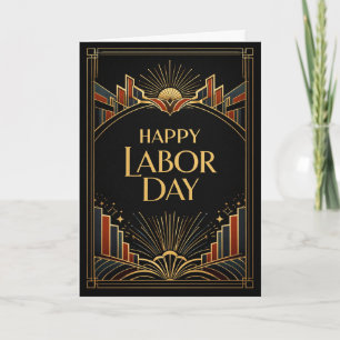 Art Deco Rising City Happy Labor Day Card