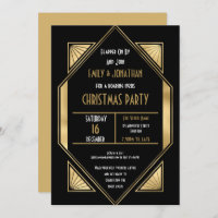 Art Deco Roaring 1920s Gold Black Christmas Party