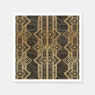 Art deco roaring twenties black and gold design napkin