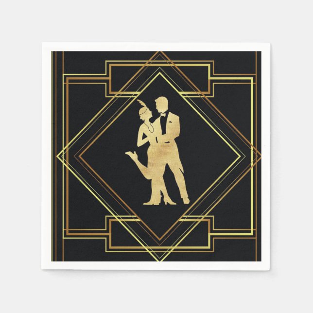 Art deco roaring twenties flapper design napkin (Front)