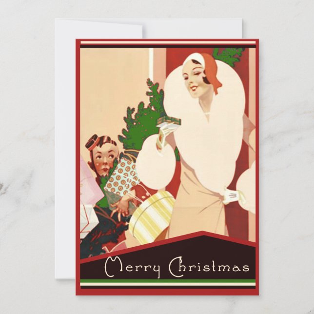 Art Deco Roaring Twenties Open House Holiday Invitation (Front)