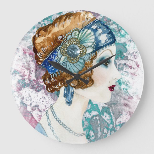 Art Deco Roaring Twenties Woman 1920s  Square Wall Large Clock (Front)