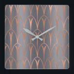 Art Deco Rose Gold Copper Geometry Grey Grey Square Wall Clock<br><div class="desc">Italian Design Florence –fashion luxury trend florenceK</div>