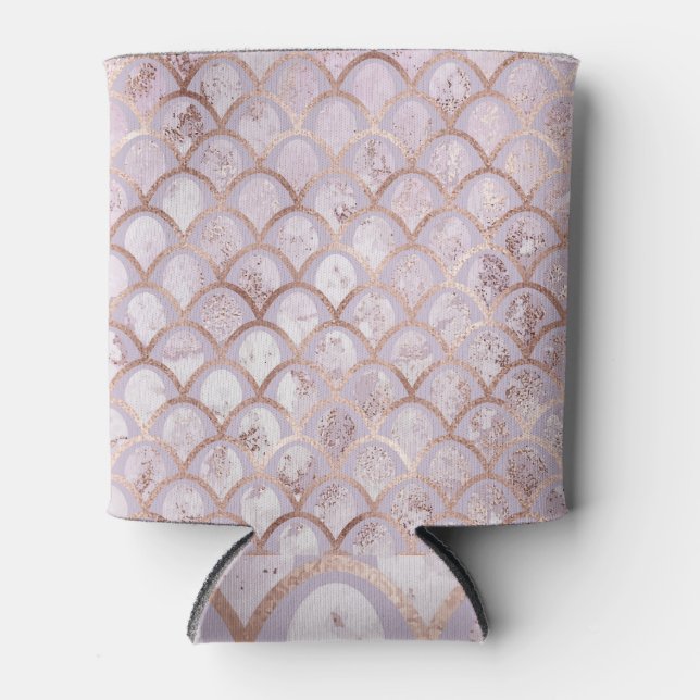 Art Deco, Rose Gold Geometric. Can Cooler (Front)