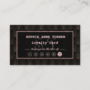 Art Deco Rose Gold Monogram Makeup Artist Loyalty Card