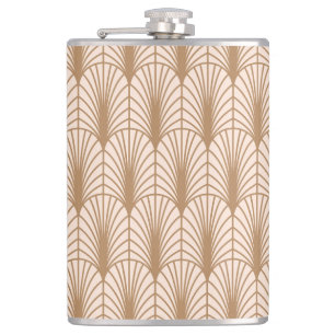 Art Deco Rose: Golden Peacock Feathers Hip Flask