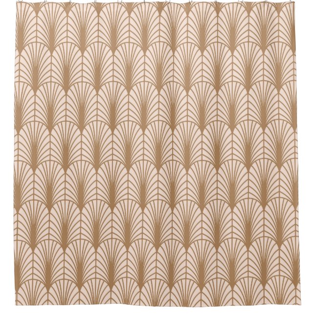 Art Deco Rose: Golden Peacock Feathers Shower Curtain (Front)