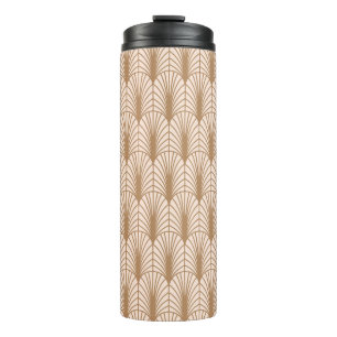 Art Deco Rose: Golden Peacock Feathers Thermal Tumbler