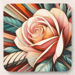 Art Deco Rose Hard plastic coaster set