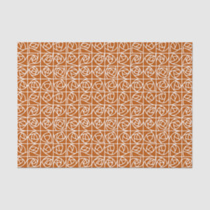 Art Deco Rose Squares Stylised Floral orange Tissue Paper