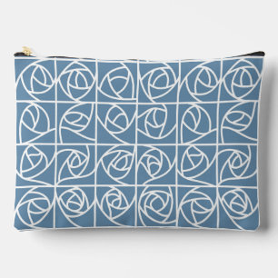 Art Deco Rose Squares Stylised Floral pale blue Accessory Pouch