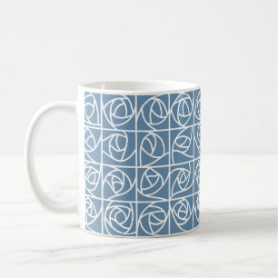 Art Deco Rose Squares Stylised Floral pale blue Coffee Mug
