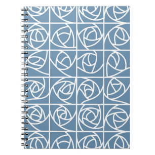 Art Deco Rose Squares Stylised Floral pale blue Notebook