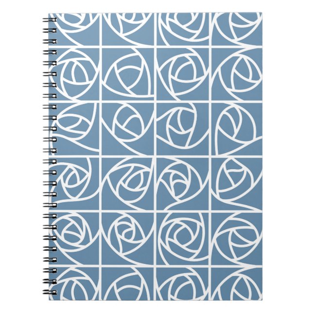 Art Deco Rose Squares Stylised Floral pale blue Notebook (Front)