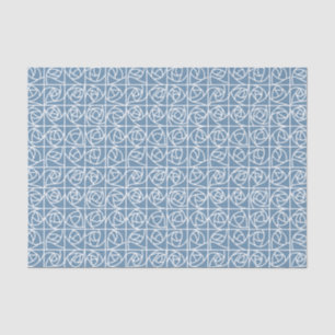 Art Deco Rose Squares Stylised Floral pale blue Tissue Paper