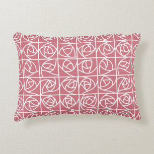 Art Deco Rose Squares Stylised Floral pink Decorative Cushion
