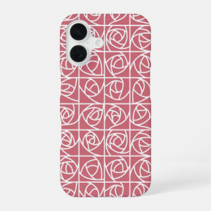 Art Deco Rose Squares Stylised Floral pink iPhone 16 Case