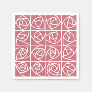 Art Deco Rose Squares Stylised Floral pink Napkin