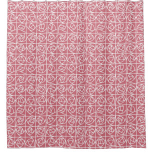 Art Deco Rose Squares Stylised Floral pink Shower Curtain