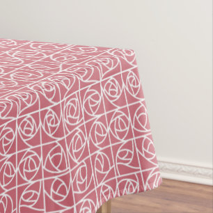 Art Deco Rose Squares Stylised Floral pink Tablecloth